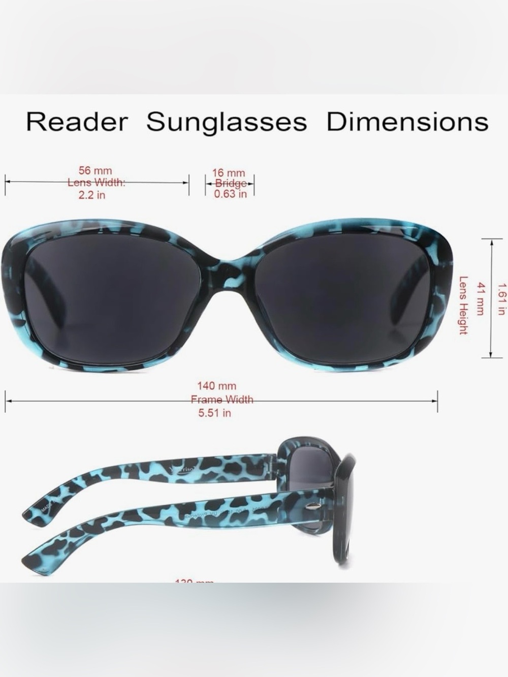 Women’s Reading Sunglasses Full Lens +2.25 Strength - Picture 5 of 8